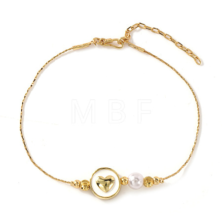Brass & Imitation Pearl Round Beaded Bracelets RK2391-3-1