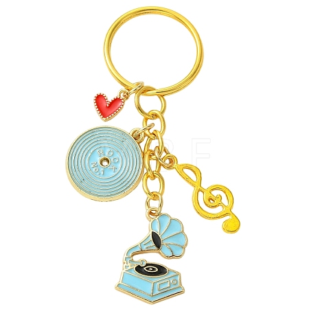 Alloy Enamel Disc & Gramophone & Musical Note Pendant Decorations KEYC-YW00286-03-1