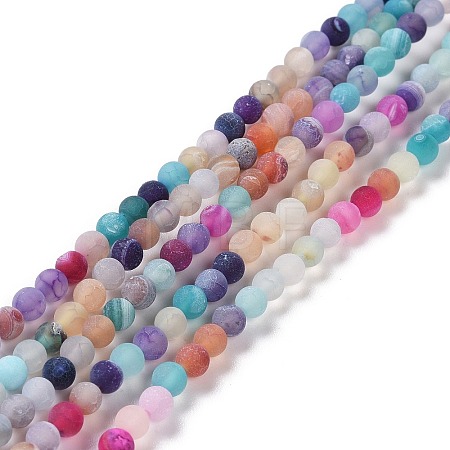 Natural Weathered Agate Beads Strands G-G589-4mm-17-1