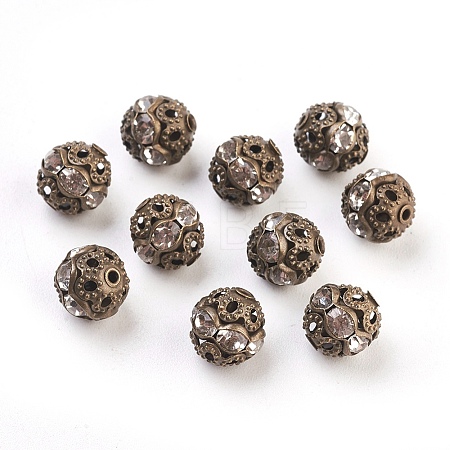 Brass Rhinestone Beads X-RB-A011-8mm-01AB-NF-1