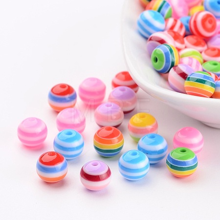 Round Resin Stripe Beads X-RB062-1