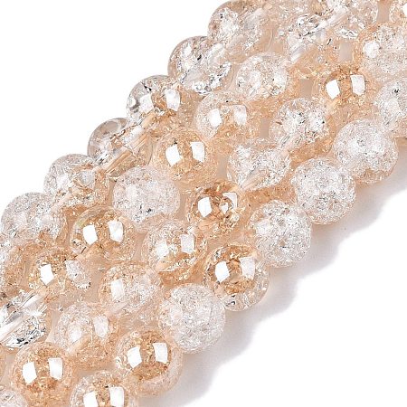 Electroplated Crackle Glass Beads Strands X-EGLA-N014-6mm-02-1