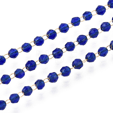 Handmade 304 Stainless Steel Faceted Round Link Chains CHS-N008-06G-01-1