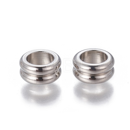 Tarnish Resistant 201 Stainless Steel Grooved European Beads STAS-P239-03P-1