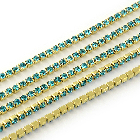 Nickel Free Raw(Unplated) Brass Rhinestone Strass Chains CHC-R119-S6-17C-1-1
