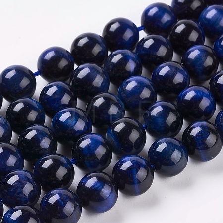 Natural Blue Tiger Eye Beads Strands X-G-G099-10mm-13-1