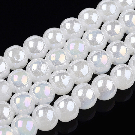 Electroplate Imitation Jade Glass Beads Strands LS-GLAA-T032-J6mm-AB01-1