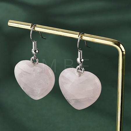 Natural Rose Quartz Dangle Earrings EJEW-E218-05P-1