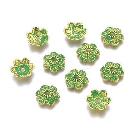 Tibetan Style Alloy Bead Caps PALLOY-M186-03G-RS-1
