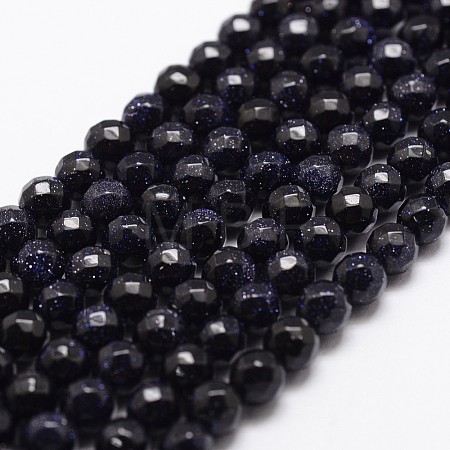 Synthetic Blue Goldstone Beads Strands X-G-D840-14-4mm-1