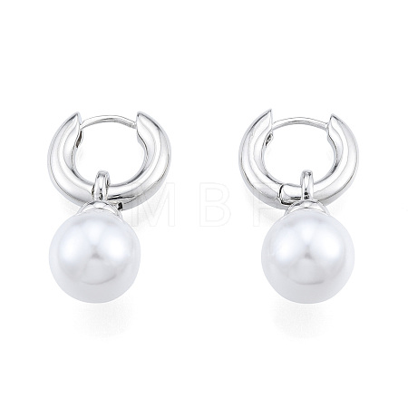 ABS Plastic Pearl Dangle Hoop Earrings X-EJEW-N011-106P-1