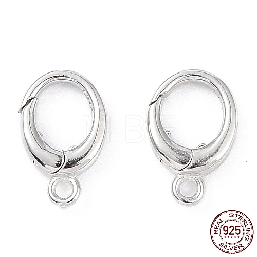 Rhodium Plated 925 Sterling Silver Spring Gate Rings STER-K173-14P-1
