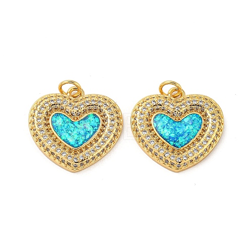 Valentine's Day Brass Micro Pave Cubic Zirconia with Synthetic Opal Pendants KK-D096-02G-G-1
