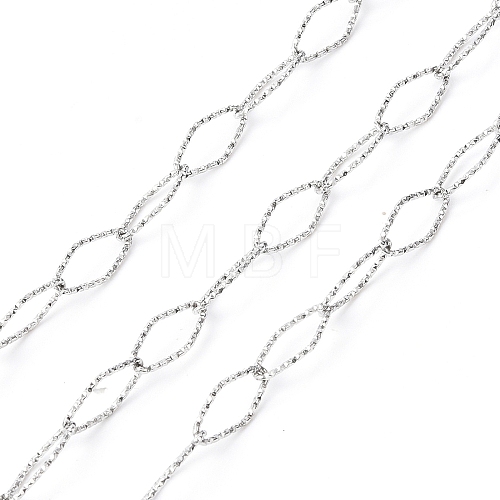 304 Stainless Steel Textured Horse Eye Link Chains CHS-I020-01B-P-1