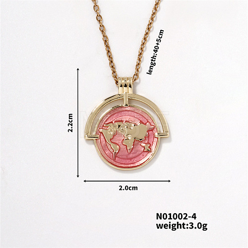 Map Coin Brass Pendant Necklace Fashionable Personality Jewelry BM0075-4-1