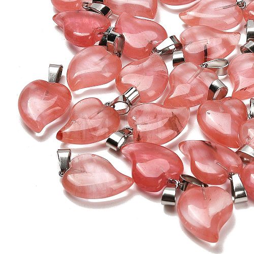 Cherry Quartz Glass Pendants G-B127-11P-08-1