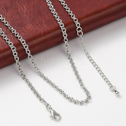 Brass Double Link Chains Necklaces for Women NJEW-D302-37P-1