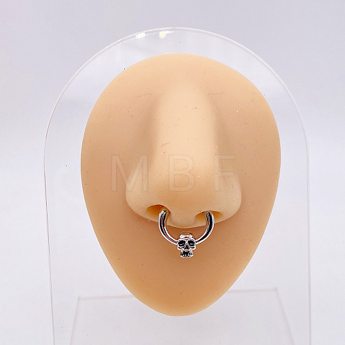 304 Stainless Steel Skull Circular/Horseshoe Barbell Nose Rings WG89838-01-1