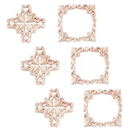 24Pcs Rubber Wood Carved Onlay Applique WOOD-FH0001-86-1