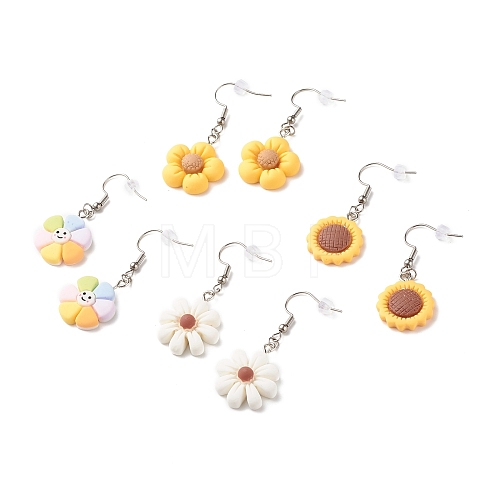 Sunflower Resin Charms Dangle Earring EJEW-JE04737-1