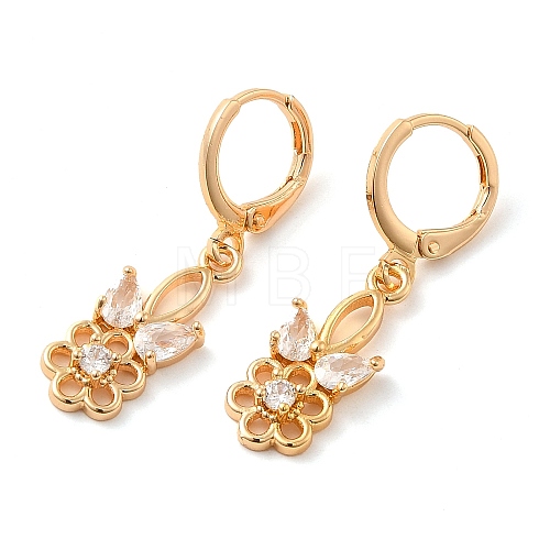Rack Plating Golden Brass Dangle Leverback Earrings EJEW-B037-18G-1
