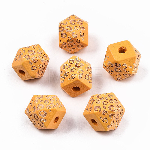 Painted Natural Wood Beads WOOD-T021-51B-10-1