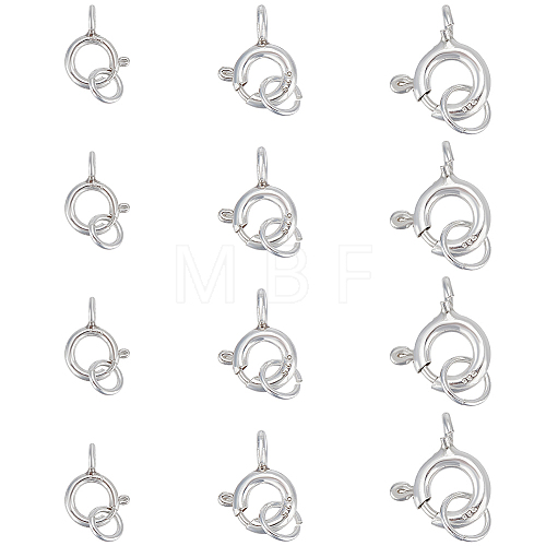   12Pcs 3 Size 925 Sterling Silver Spring Ring Clasps STER-PH0001-20-1