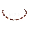 Natural Garnet Chip and Teardrop ABS Imitation Pearl & White Starfish Synthetic Turquoise Beaded Necklaces for Women NJEW-JN05765-2