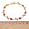 Brass Glass Flower Link Chain Bracelets KK-CBA7DFA-01G-11-5