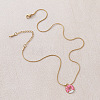 Vintage Style Stainless Steel Enamel Pink Dessert Donut Pendant Necklaces for Women KI9226-5