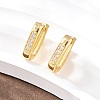 Rectangle Brass Cubic Zirconia Hoop Earrings EJEW-A156-16A-G-3