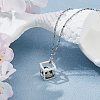 925 Sterling Silver Cube Empty Bead Cage Charms STER-WH0005-62-3