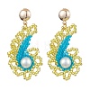 Glass Seed Bead & Glass Pearl Bead Conch Dangle Stud Earrings for Women EJEW-MZ00269-01-1