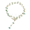 Natural Green Aventurine Chip Handmade Link Chain Necklaces NJEW-JN05811-02-6