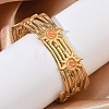 304 Stainless Steel Enamel Cuff Open Bangles for Women BJEW-F542-01G-04-3