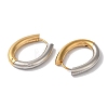 Oval Ion Plating(IP) 304 Stainless Steel Two Tone Hoop Earrings for Women EJEW-L287-057GP-2