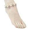 Adjustable Ocean Alloy Turtle Charms Natural Cowrie Shell Braided Bead Anklets for Womem AJEW-AN00784-5