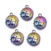 Rack Plating Rainbow Color Alloy Pendants PALLOY-S180-323-1
