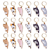 18Pcs 6 Styles Alloy Enamel Cat Shape Pendant Locking Stitch Markers HJEW-ME00171-1