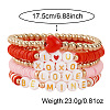 Polymer Clay & Plastic & Acrylic Heart Letter Beaded Stretch Adjustable Stackable Bracelet Sets for Women YY5680-4