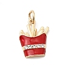 Brass Enamel & Rhinestone Pendants KK-H253-02G-1