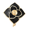 Brass with Black Enamel Fold Over Clasps KK-G505-21G-1