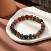 Natural Dyed & Heated Chalcedony Imitation Tourmaline Beaded Stretch Bracelets for Women Men BJEW-F483-03-1-2