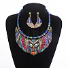 Owl Alloy Rhinestone & Polyester Cord Pendant Necklaces & Stud Dangle Earring Sets FS-WGE12EA-01-2