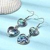 Brass Natural Abalone Shell Dangle Earrings EJEW-F388-01B-P-2