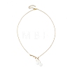Handmade Lampwork & Cultured Freshwater Pearl Flower Pendant Brass Cable Chain Necklaces for Women NJEW-TA00259-3