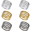 6Pcs 3 Styles Brass Rings FIND-SC0010-81-1