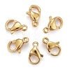 Ion Plating(IP) 304 Stainless Steel Lobster Claw Clasps X-STAS-H352-01B-G-01-1