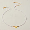 Alloy Number 777 Pendant Resin Imitation Pearl White Round Beaded Necklaces for Women FS-WGE7FDC-07-1