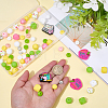 95Pcs 21 Styles Printed Round Silicone Focal Beadsm with 10Pcs Brass Rhinestone Spacer Beads SIL-BM0001-12-3